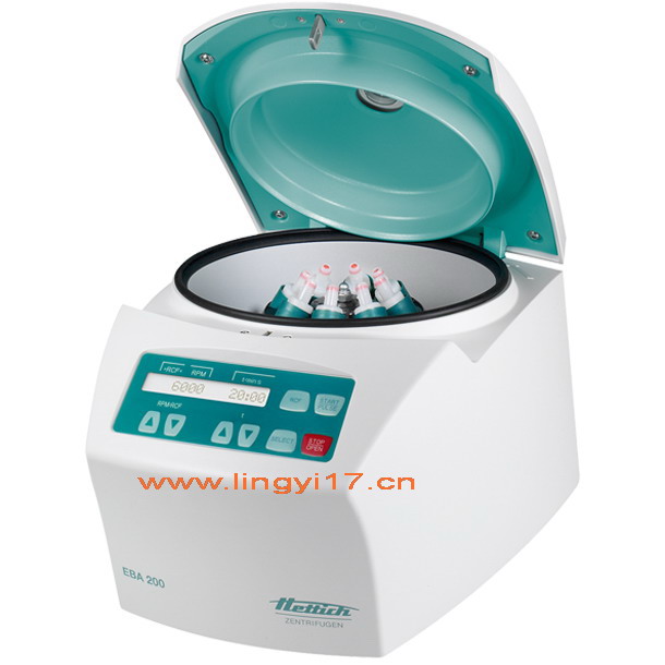 德國Hettich EBA 200帶轉(zhuǎn)子小型離心機(jī)，最大轉(zhuǎn)速：6000rpm，最大容量：8&times;15ml
